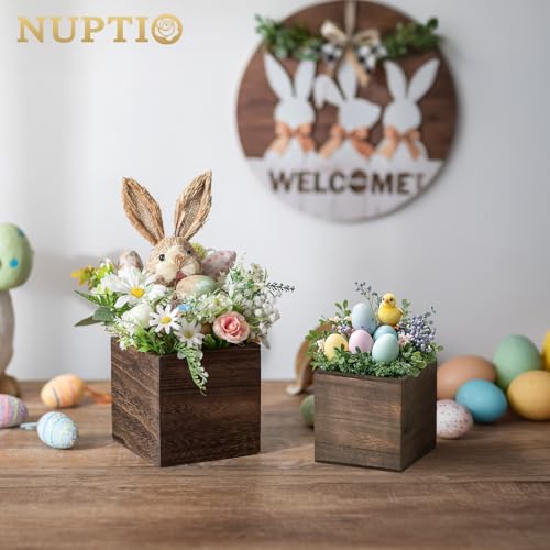 Small Wooden Box for Centerpiece (Brown / Square 4"+5"-12 Pcs)