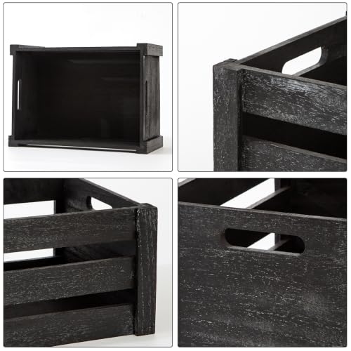 Set of 3 Nesting Wooden Crates (Classic Black)