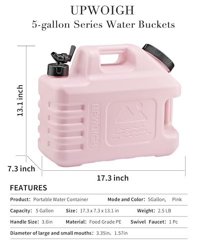 5 Gallon Camping Water Jug with Spigot (Blush Pink)