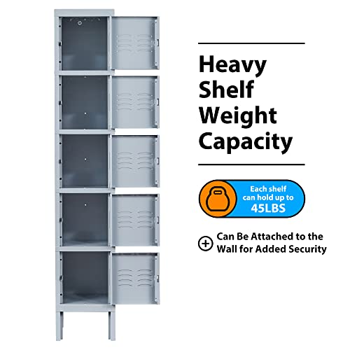 Metal Locker with 5 Doors (Grey(4 Legs) / 5 Doors-65.98")