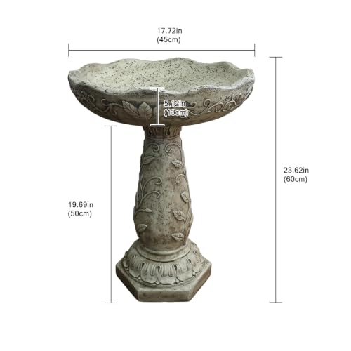 23.62" H Modern Resin fiber Outdoor Bird Bath (23.62''H)