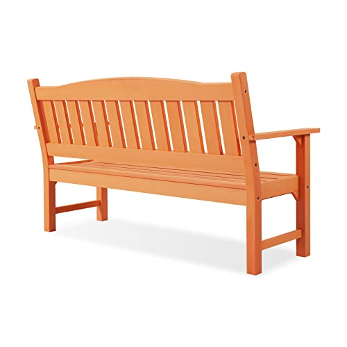 3 Person Poly Lumber Outdoor Bench Weatherproof (Orange / 3-Person)