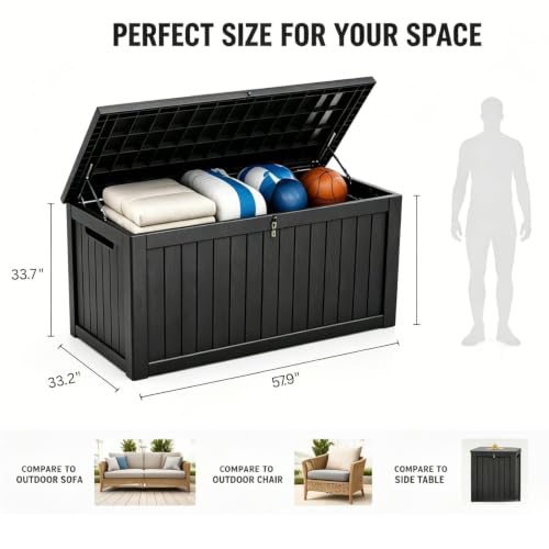 300 Gallon Outdoor Storage Box (Black / 265GAL)
