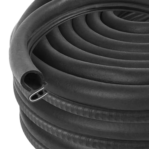 Automotive Door Weather Stripping 90Ft Car Door Rubber Edge Trim Seal Strip Gasket with Side Bulb for Car Bus Camper Boat RV Truck Doors (90Ft)