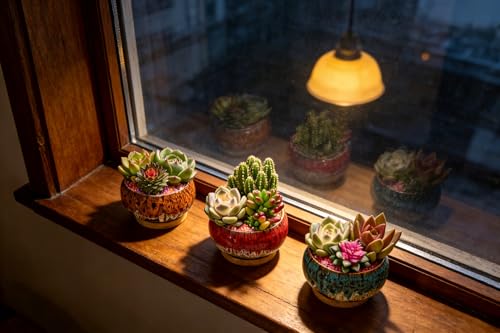 Cute Ceramic Succulent Garden Pots (Round+white Border)