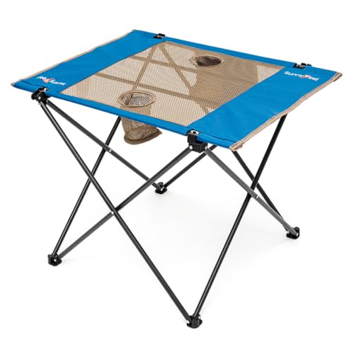 Outdoor Folding Table (Blue 27D x 21W x 20H inches)
