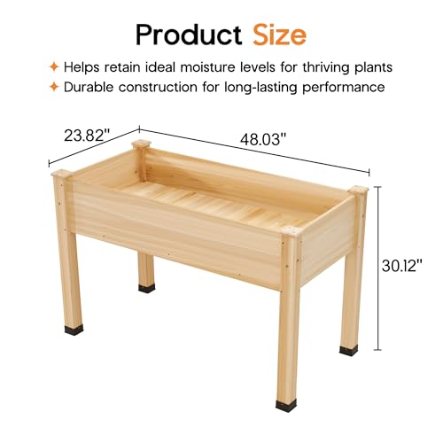 48"x24"x30" Raised Garden Bed with Legs (Wood / 48×24×30 In -Regular)