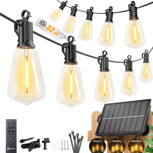 52FT Solar String Lights Outdoor Waterproof (52FT(15 Sockets))