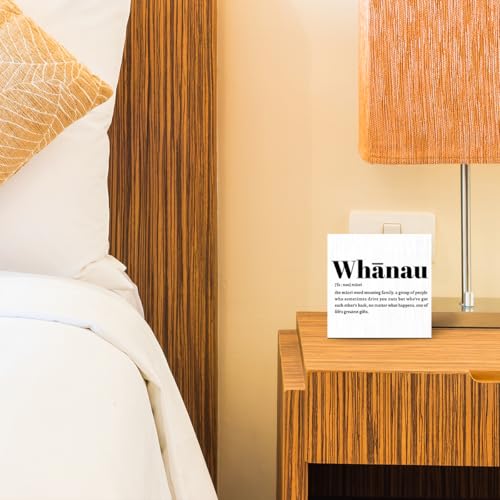 Whānau Definition Maori Rustic Home Office Decor Wooden Box Sign (White 1233 / Wooden box（5.1 x 5.1 inches）)
