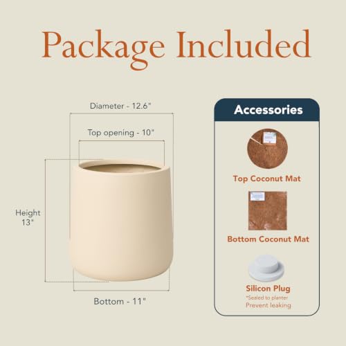 12.6" Premium Conico Fiberstone Outdoor Planter (Kilim Beige / 13" H x 12.6" D)
