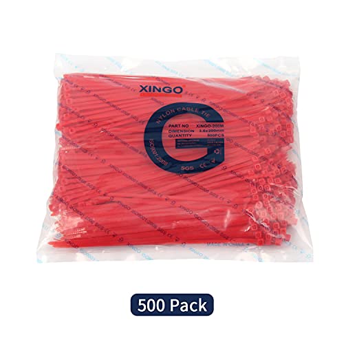 8 Inch Red Cable Zip Ties (Red / 8 inch (40 lbs, 500 pcs))
