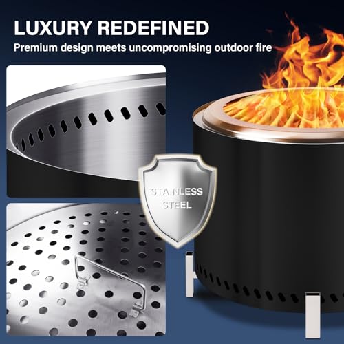 20" Smokeless Firepit with Stand (20 Inch Black)