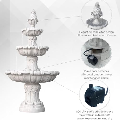58.3" 3 Tier Outdoor Freestanding Water Fountain (White)