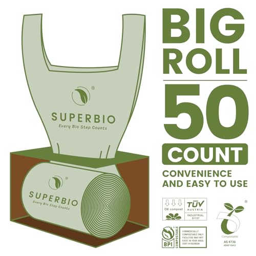 1.6 Gallon Compostable Food Scrap Bags For Counter Top Bin (50 Count)
