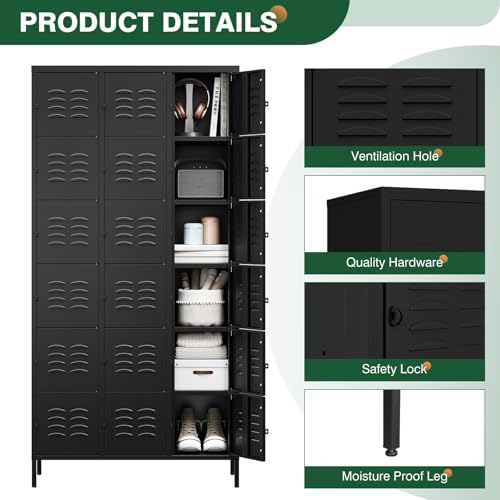Metal Lockers for Employees (18 Door / Black)