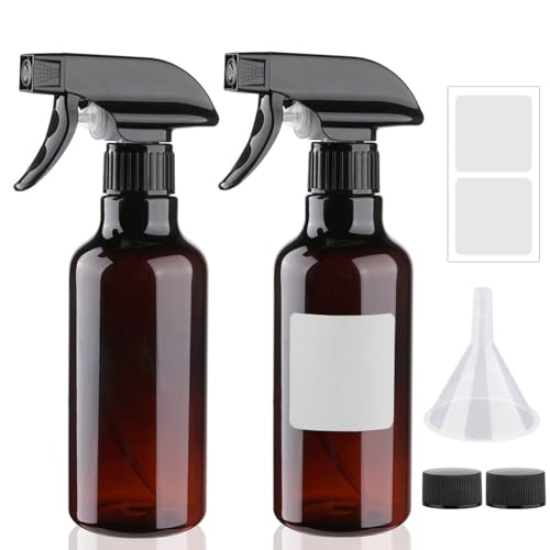 Plastic Spray Bottles 12oz 2 Pack Adjustable Mist (Brown)