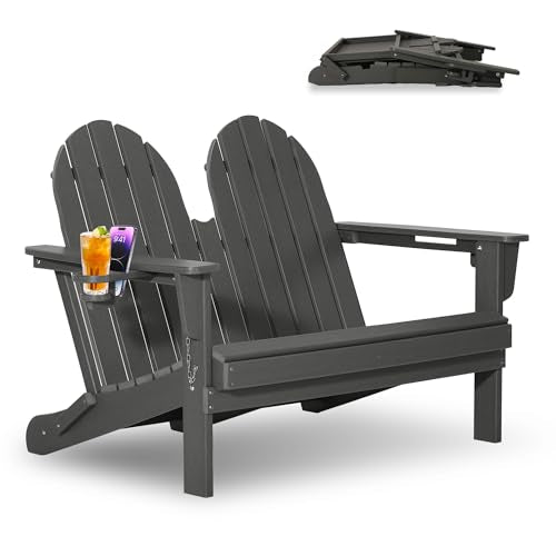 Outdoor Patio HDPE Adirondack Garden Skinny Bench (Grey / 49.5IN)
