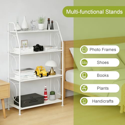 Plant Stand 4 Tier Plant Shelf for Indoor Outdoor (White / 4 Tier)