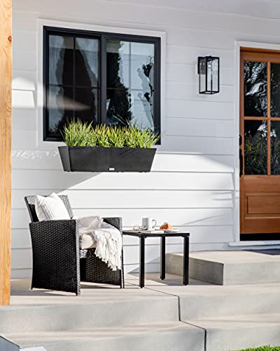 Pure Series Railing Planter (Black / 36 inch - 2 Pack)