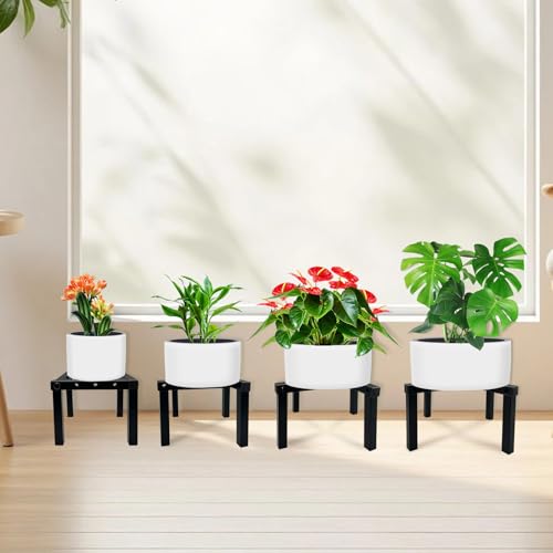 4 Pcs Four Legs Adjustable Metal Plant Stand for 5" (3 - Mini / Mini 4Pcs Black 5-10")