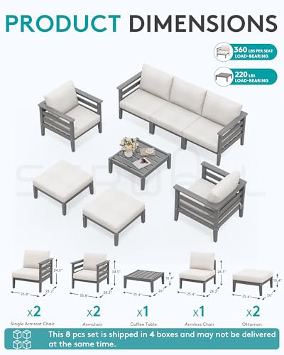 HDPE Patio Furniture Set (Grey/Khaki / 8 Pieces)