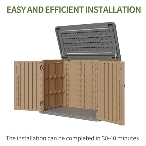 Outdoor Storage Cabinet 35 Cu.Ft Outdoor Trash Can Storage Shed (Brown / 35 Cu.Ft)