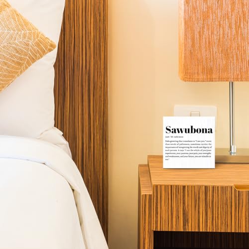 Sawubona Self Love Rustic Home Office Decor Wooden Box Sign (White 1240 / Wooden box（5.1 x 5.1 inches）)