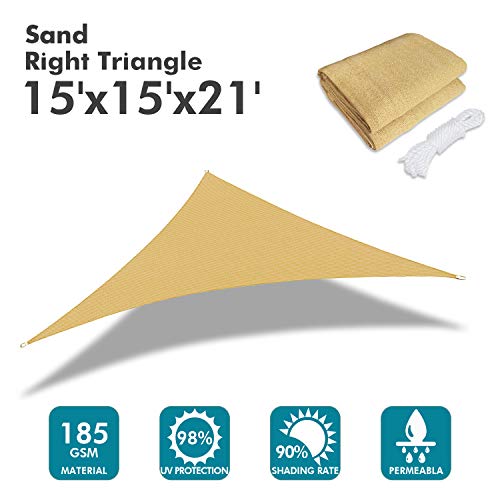 15'x15'x21' Sun Shade Sail Sand Curved Triangle (Sand / 1 5' X 1 5' X 2 1')