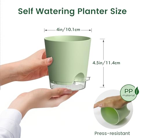 4 inch Self Watering Pots for Indoor Plants (5 Count)