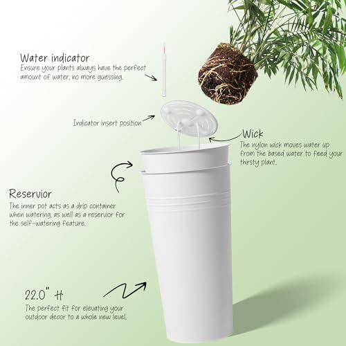 22''H 2 Pack Planter with Water Level Indicator (White / 22'')