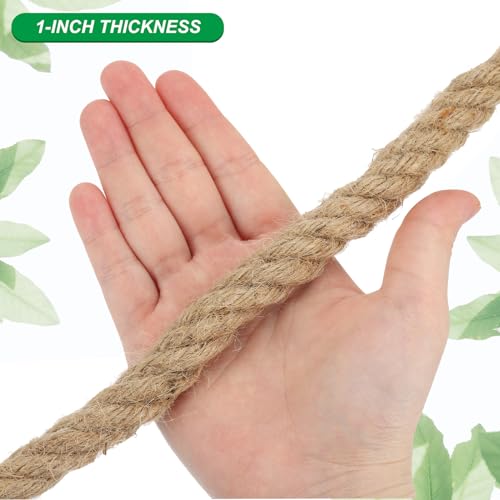 1" x 50 ft Twisted Manila Rope Jute Ropes Natural Thick Jute Twine Burlap for Docks Railings Bundling Craft Tug of War Decorating
