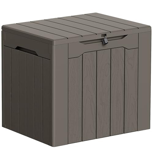 33 Gallon Resin Deck Box All Weather Outdoor Storage Boxes (Brown / 33 Gallon)