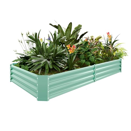 8×4×1ft Galvanized Metal Raised Garden Bed (Lime Green / 8×4×1ft)