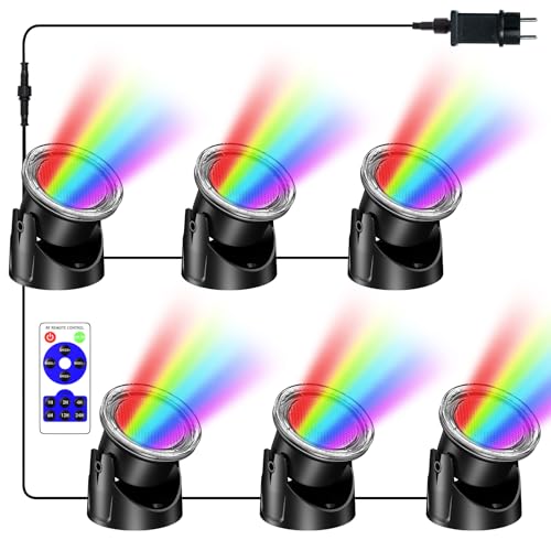 6 Head RGB Underwater Pond Lights (6 RGB Lights-Corded Electric)