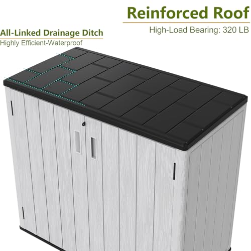37 Cu.ft Outdoor Storage Cabinet with One Tool Kit (Gray-37 cu ft)