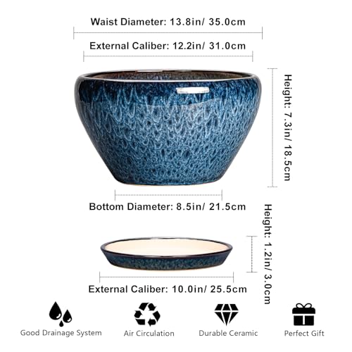 Ceramic Plant Pots 13 Inch (13 Inch / Blue)