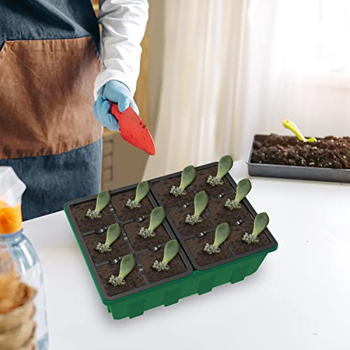 10 Pack Seed Starter Trays with Dome and Green Base 120 Cell (12-Cell Black 10-Pack)