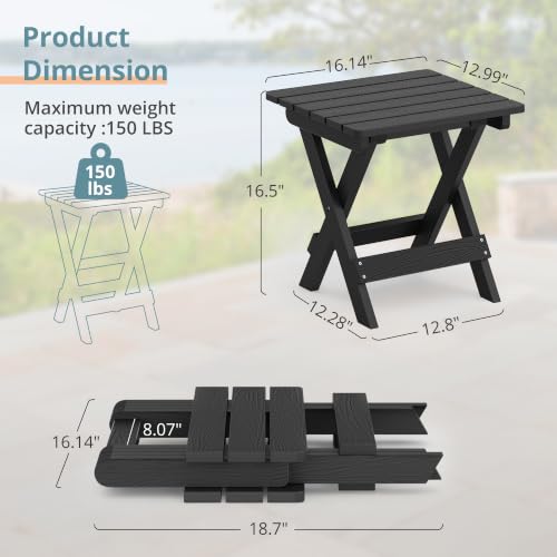 16.5 Inch Outdoor Folding Side Table (Black / 16.5 IN)