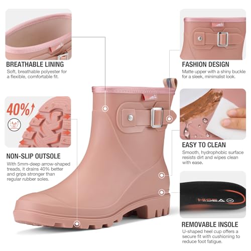 Women's Waterproof Short Rain Boots Ankle Rubber Garden Shoes
