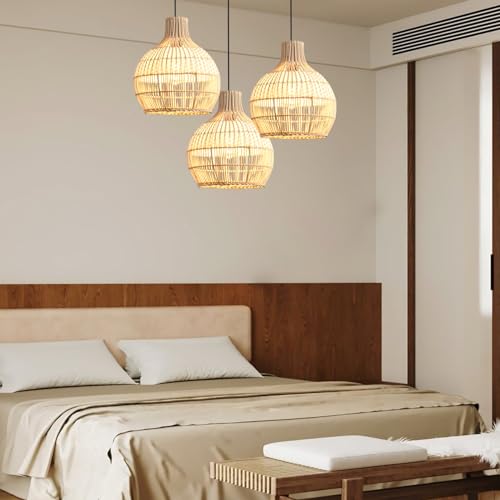 1 Pack Rattan Pendant Light (White / 1-Pack 10.24 in)