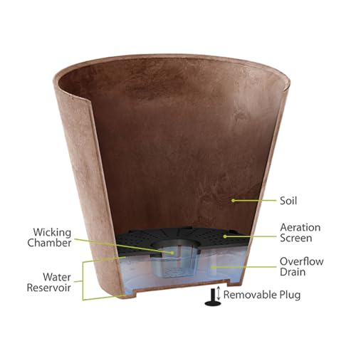 Self Watering Hanging Planter for Indoor or Outdoor Plants (Rust / 12")