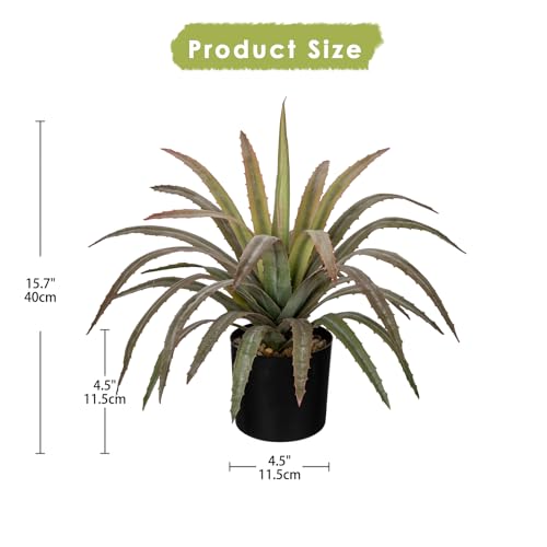 Artificial Agave Plant with Pot 17in Realistic Faux Succulent Plant