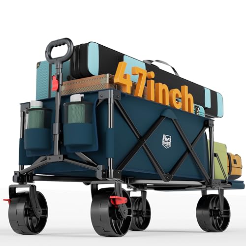47" L Collapsible Wagon with Tailgate & Brake (Blue / 250L)