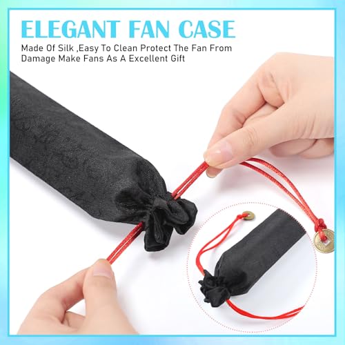 4 Packs Large Folding Hand Fans (Sky Blue)