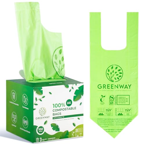 3 Gallon Compostable trash Bags with Handles (3 Gallon, 100 Count)