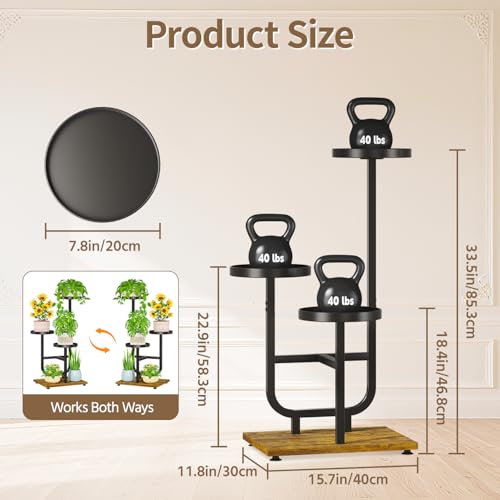 Plant Stand Shelf Tall for Indoor Corner (Classic Black / 3 Tier)