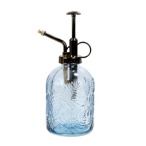 11.8oz Glass Leaf Print One Handed Watering Can