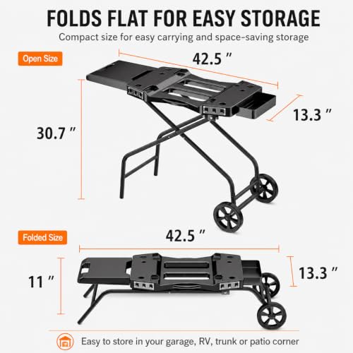 42.5" x 13.3" Outdoor Foldable Grill Stand for Ninja Woodfire Grill (31 IN.)