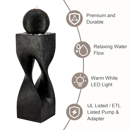 Water Fountain Outdoor (Resin/Black/Curved / 40.5" H)