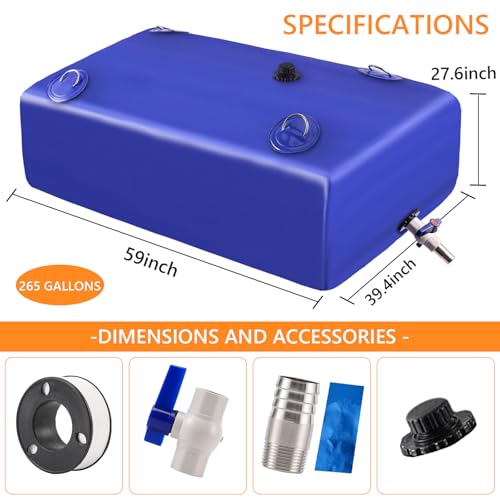 Water Tank 265 Gallon Water Storage Bladder (Blue / 265GAL)